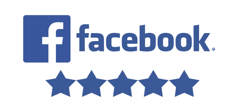 Facebook logo with 5 stars