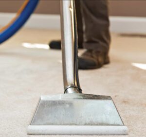 removing dirt from carpet with professional steam cleaner