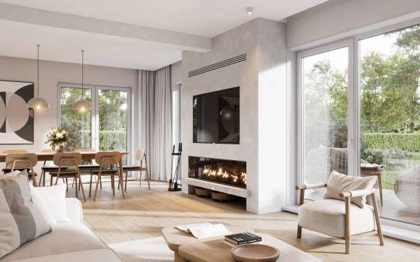 very clean white living room