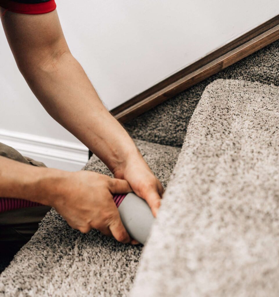 Calgary professional carpet cleaners cleaning high traffic carpet areas and stairs